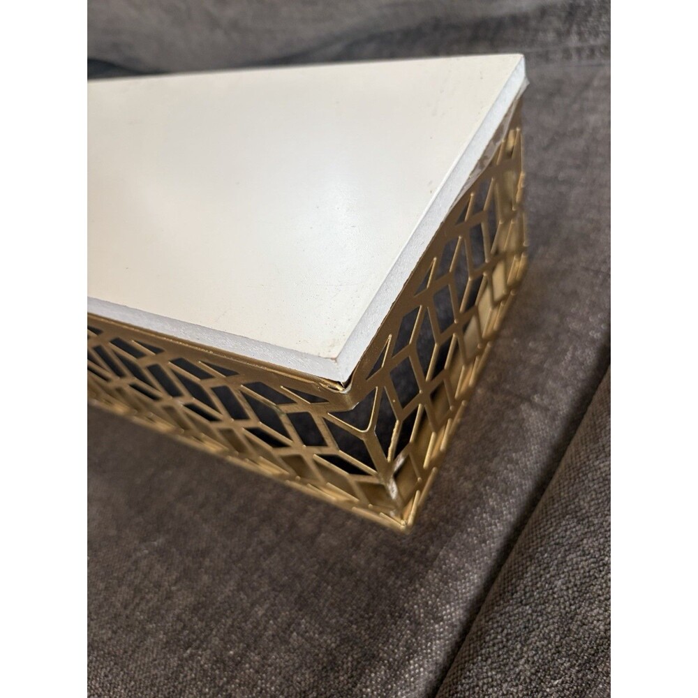 Floating Wall Shelf White Decorative Gold Cut Out Shabby Modern 18”L 4” Solid - Picture 16 of 16
